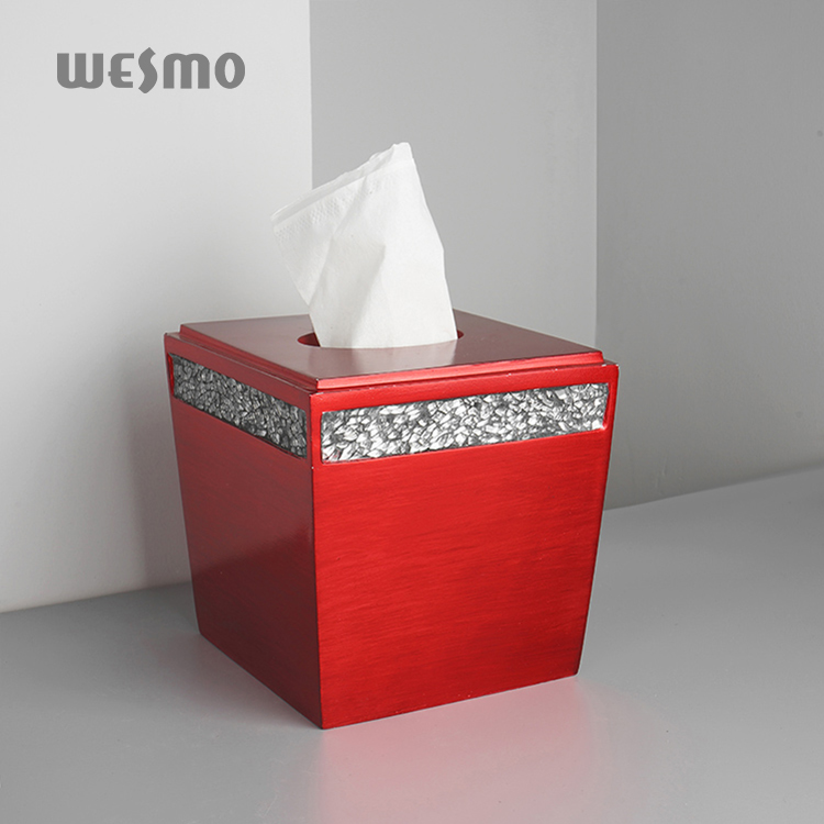Factory Direct Sale Luxurious Bathroom Modern Accessories Red Polyresin Tissue Holder Box